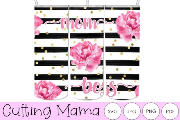 20 Oz Mom Boss Sublimation Skinny Floral Graphics and Tumbler Wraps