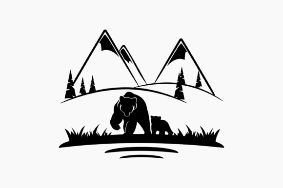 Bear Mountain Scene Graphics for Crafts
