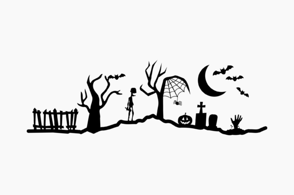 Halloween Scene Silhouette Graphics & Crafts
