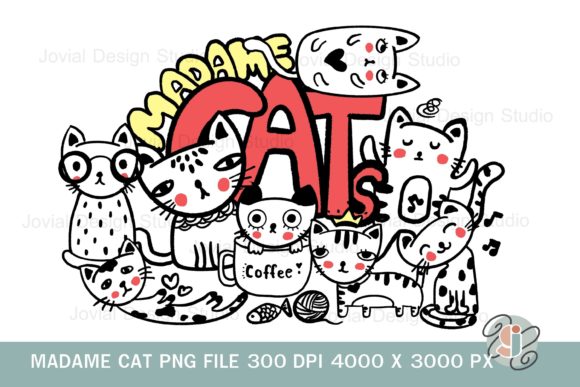 MADAME CAT PNG: Graphics for Print Templates