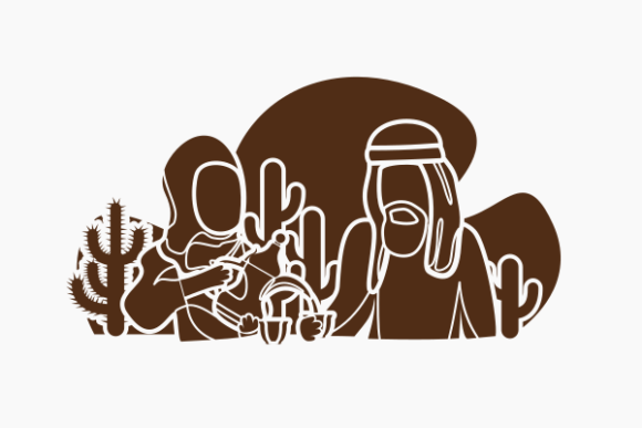 Monochrome Arab Lady Pouring Coffee Graphics