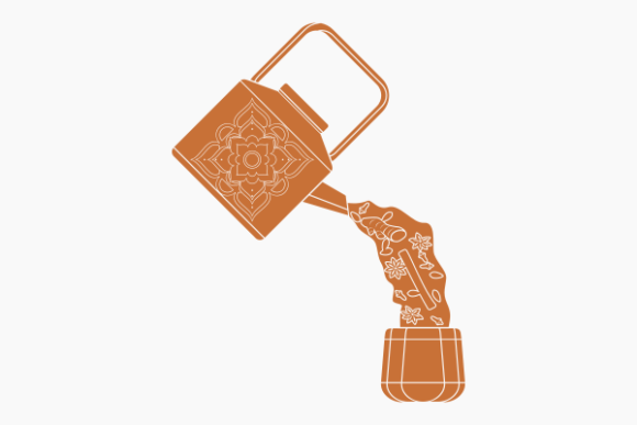 Monochrome Pouring Masala Chai and Herbs: Graphics for Creative Design