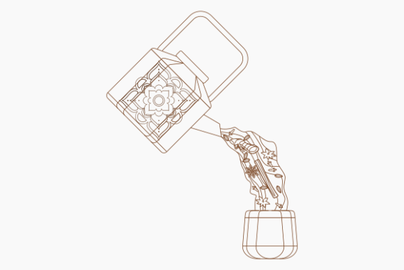 Outline Pouring Masala Chai Ingredients: Graphics and Illustrations for Branding