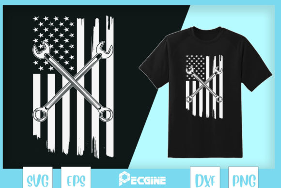 Patriotic Mechanic USA Flag Graphics