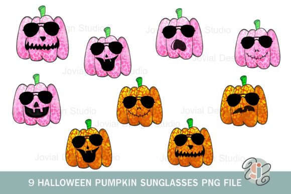 Pink Orange Halloween Pumpkin Face PNG Graphics