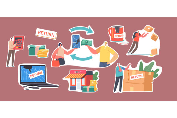 Set of Stickers Broken Goods Return Graphics
