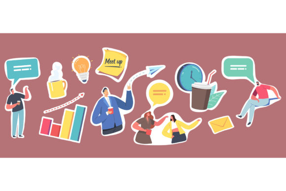 Set of Stickers Business Meetup Graphics
