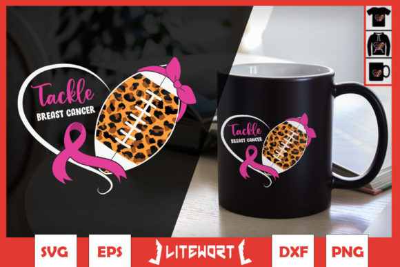 Tackle Breast Cancer Pink Ribbon Leopard Graphics