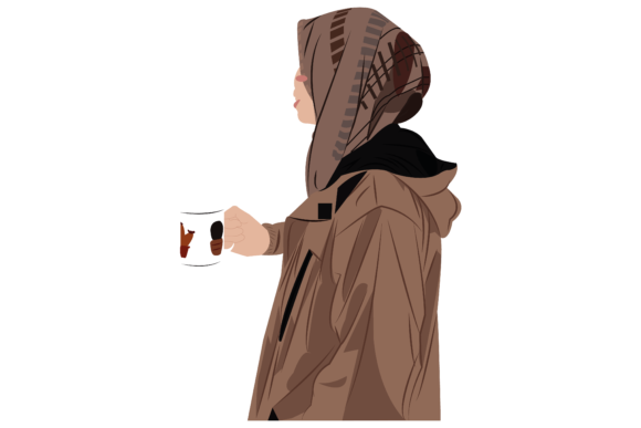 Woman and Coffee Illustration Graphics